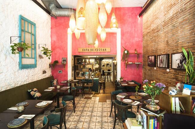 Interior restaurant decoration pink